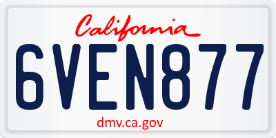 CA license plate 6VEN877