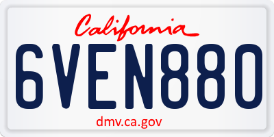 CA license plate 6VEN880