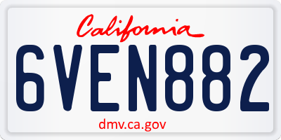 CA license plate 6VEN882