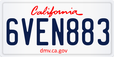 CA license plate 6VEN883
