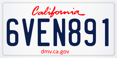 CA license plate 6VEN891