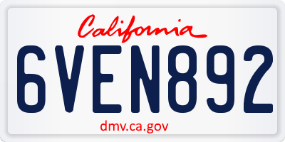 CA license plate 6VEN892