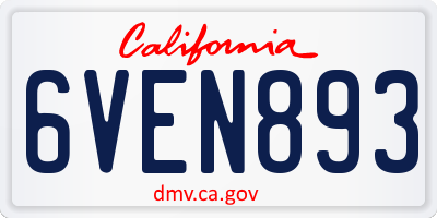 CA license plate 6VEN893