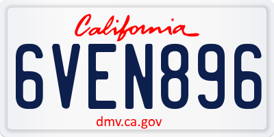 CA license plate 6VEN896