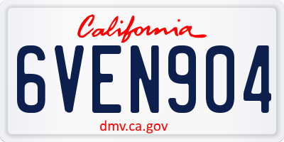 CA license plate 6VEN904