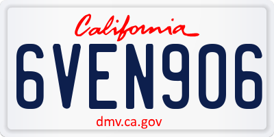 CA license plate 6VEN906