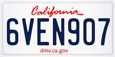 CA license plate 6VEN907