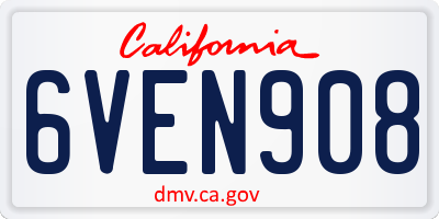 CA license plate 6VEN908