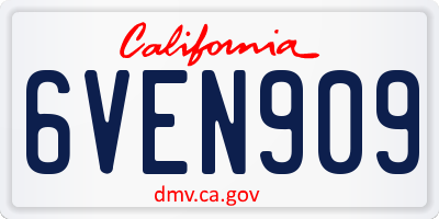 CA license plate 6VEN909