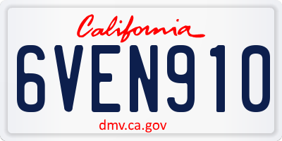 CA license plate 6VEN910