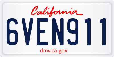 CA license plate 6VEN911