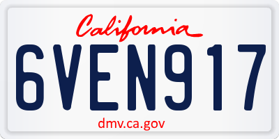 CA license plate 6VEN917