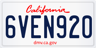 CA license plate 6VEN920
