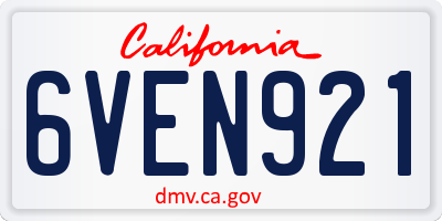 CA license plate 6VEN921