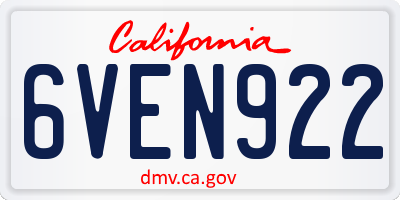 CA license plate 6VEN922