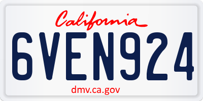 CA license plate 6VEN924