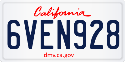 CA license plate 6VEN928