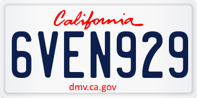 CA license plate 6VEN929