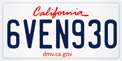 CA license plate 6VEN930