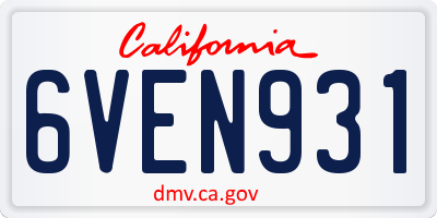 CA license plate 6VEN931