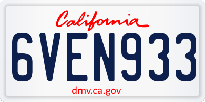 CA license plate 6VEN933