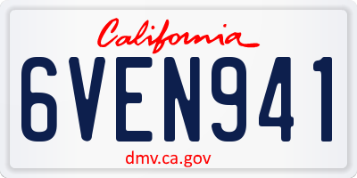 CA license plate 6VEN941