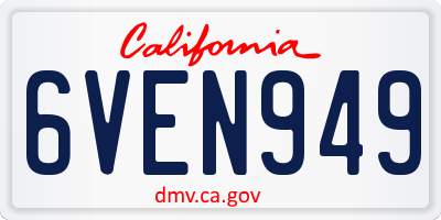 CA license plate 6VEN949