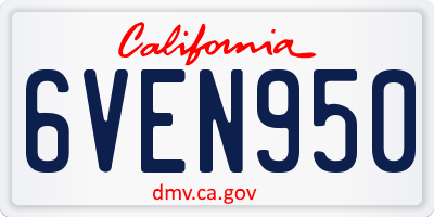 CA license plate 6VEN950