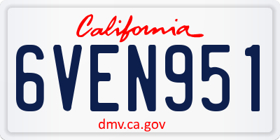 CA license plate 6VEN951
