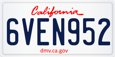 CA license plate 6VEN952