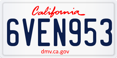 CA license plate 6VEN953