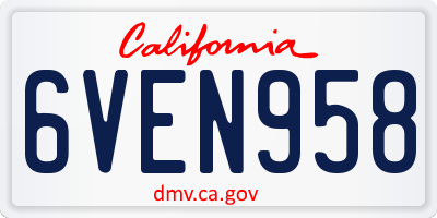 CA license plate 6VEN958
