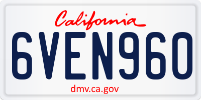 CA license plate 6VEN960