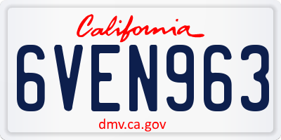 CA license plate 6VEN963