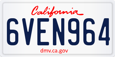 CA license plate 6VEN964