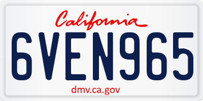 CA license plate 6VEN965