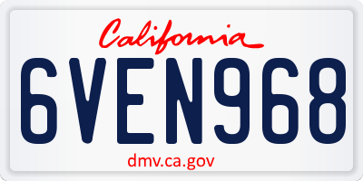 CA license plate 6VEN968