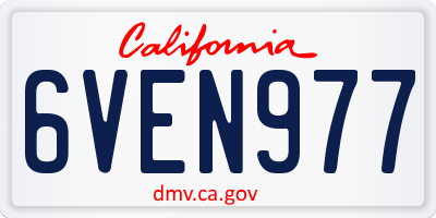 CA license plate 6VEN977