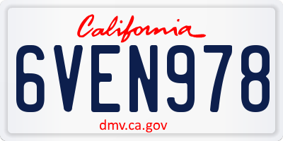 CA license plate 6VEN978