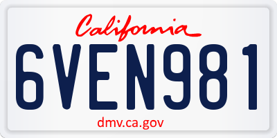 CA license plate 6VEN981