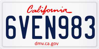 CA license plate 6VEN983