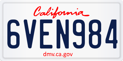 CA license plate 6VEN984
