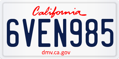 CA license plate 6VEN985