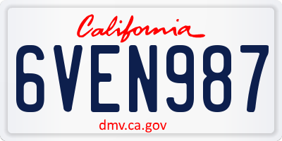 CA license plate 6VEN987