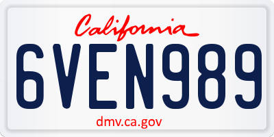 CA license plate 6VEN989
