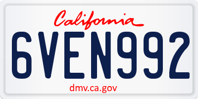 CA license plate 6VEN992