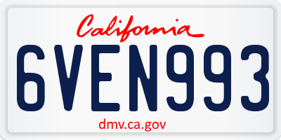 CA license plate 6VEN993
