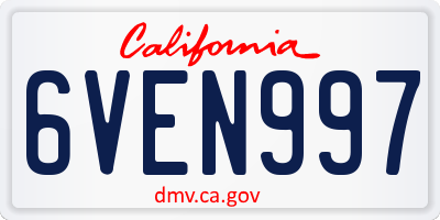 CA license plate 6VEN997