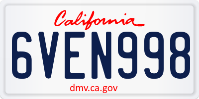 CA license plate 6VEN998