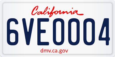 CA license plate 6VEO004
